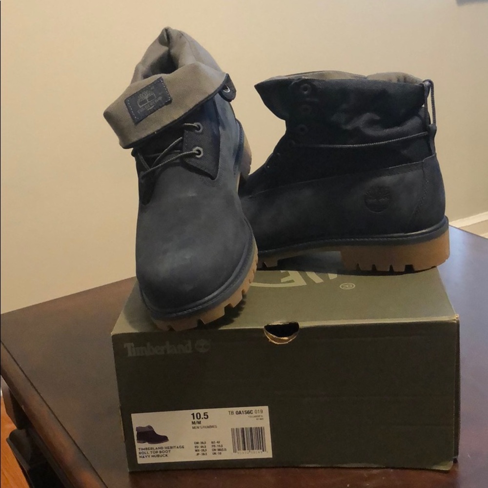 Navy Timberland Roll Too Boot
